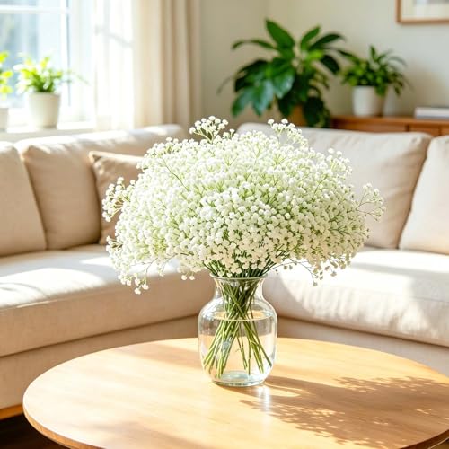 6Pcs Artificial Baby's Breath Flowers - 21'' White Gypsophila