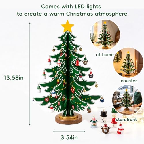 Asttosgz 24-Ct Christmas Advent Calendar 2026 | Light-Up Wooden Ornaments for Kids & Adults
