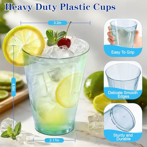 Glowserve Blue 12 oz Disposable Plastic Cups, 100 Pack – Cocktail Glasses