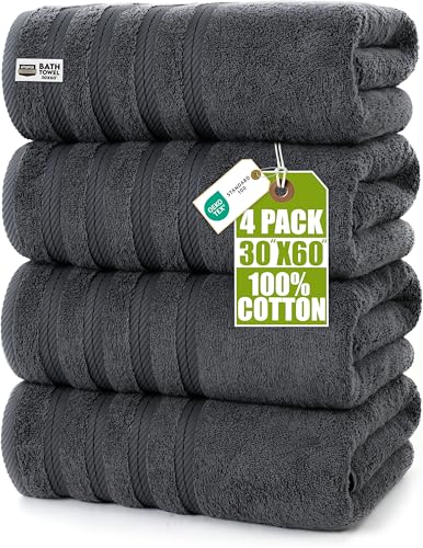 Utopia Towels 4-Pack Oversized XL Bath Towels, 30x60 in, Grey