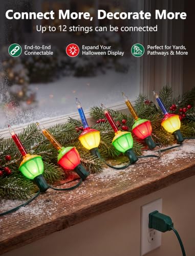 7FT Outdoor Christmas Bubble Lights Set with 8 Colorful Incandescent Bulbs