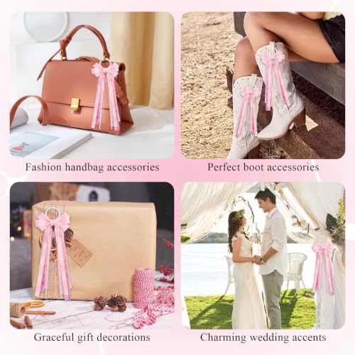 Pink Cowgirl Boot Bows with Pearls - Western Accessories (2 Pack)