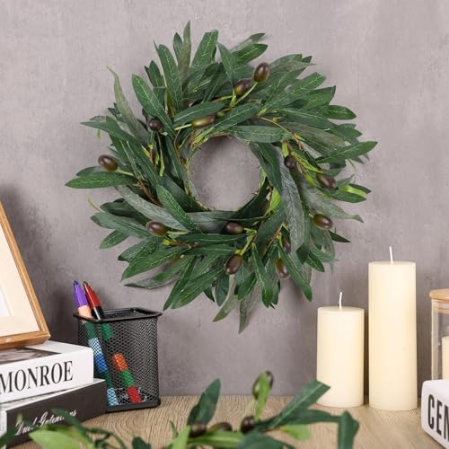 6-Pack Mini Artificial Olive Wreaths for Kitchen Cabinets & Wall Decor