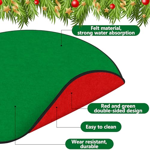 35-Inch Red & Green Christmas Tree Pad Stand Mat - Reversible Felt Floor Protector