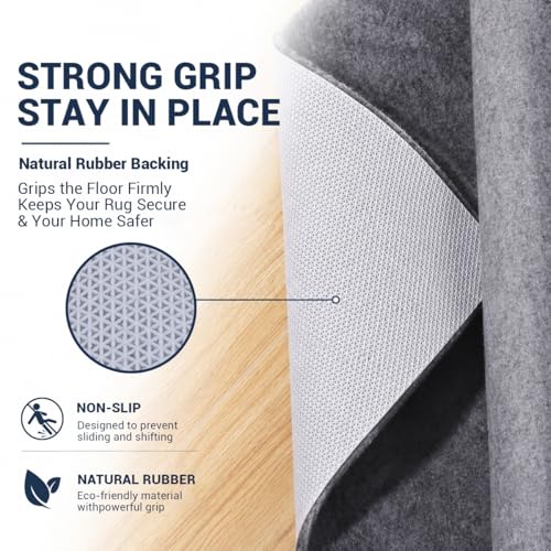 Non-Slip Rug Pad 3x5 Ft, 1/8 Inch Thin Felt & Rubber Backing for Floors