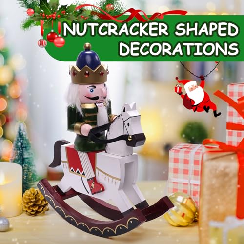 Tngan Red Wooden Rocking Horse Nutcracker Christmas Decor - Soldier Figurine