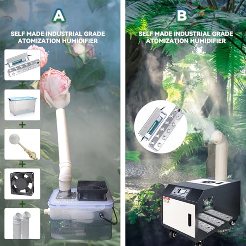 12-Head Ultrasonic Mist Maker, 8400ml/H Greenhouse Humidifier with Float