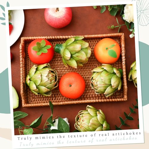 Large Green Faux Artichokes - 6 Pcs Decorative Bowl Fillers