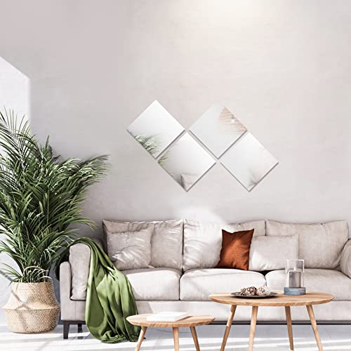 12-Piece 10x10 Inch Square Glass Mirror Tiles for Centerpieces and Wall Decor