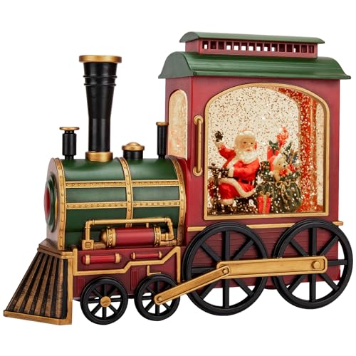 Musical Christmas Train Snow Globe Lantern with LED Lights & Timer