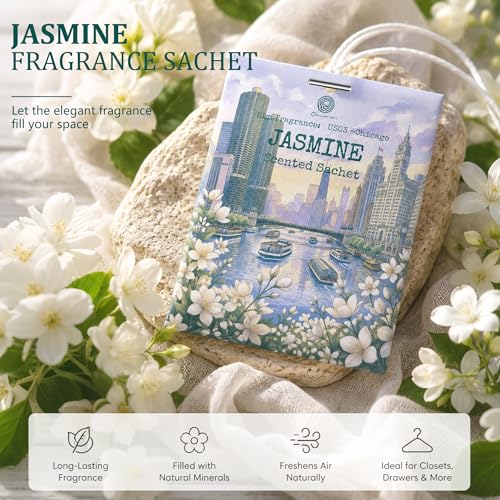 Jasmine Scented Sachets for Drawers, Closets and Cars - 12 Pack