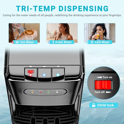Bottom Loading Water Cooler Dispenser - 3 Temperature Settings, Matte Black