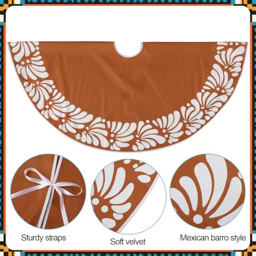 Halloscume 48 Inch Mexican Talavera Christmas Tree Skirt Platos De Barro Rustic Decor
