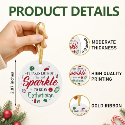 Esthetician Christmas Ornament - 2026 Gift for Women, Ceramic Keepsake