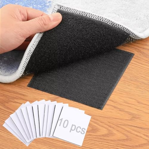 Non-Slip Rug Pads, Anti-Skid Carpet Anchors for Corners - 10 Pack, Black