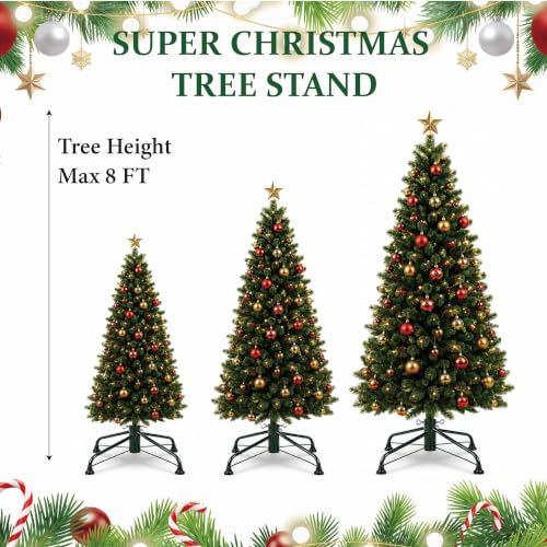 Flylike Christmas Tree Stand, 3-8 ft Metal Folding Base with Anti-Skid Caps