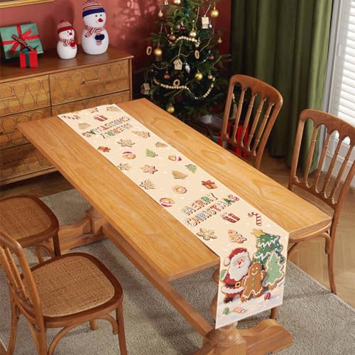 Oxxden Christmas Table Runner R 13x72 Inch Holiday Cookies & Santa Design