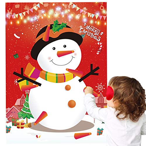 Snowman Nose Tag Game Set for Christmas Party - 80 Stickers & Accessories - Variation of Snowman
