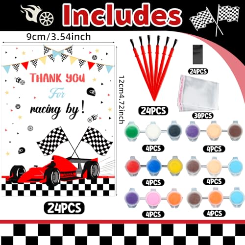 24-Set Wooden Race Car Painting Craft Kit for Kids Birthday Party Favors