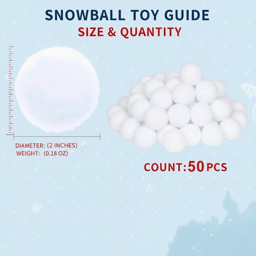 AISENO Indoor Snowball Fight Toys - 50 Soft Fake Snow Balls for Kids | Fun Winter Party Game