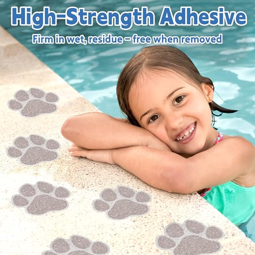 20-Piece Dog Paw Non-Slip Bathtub Stickers with Scraper, Brown