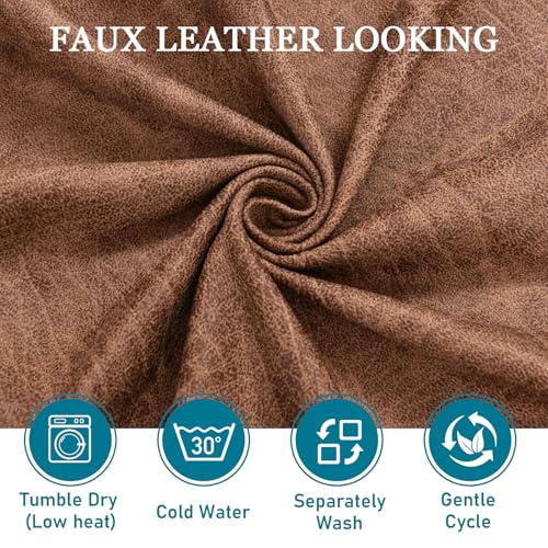 Washable Faux Leather Armchair Covers with Cushion Covers