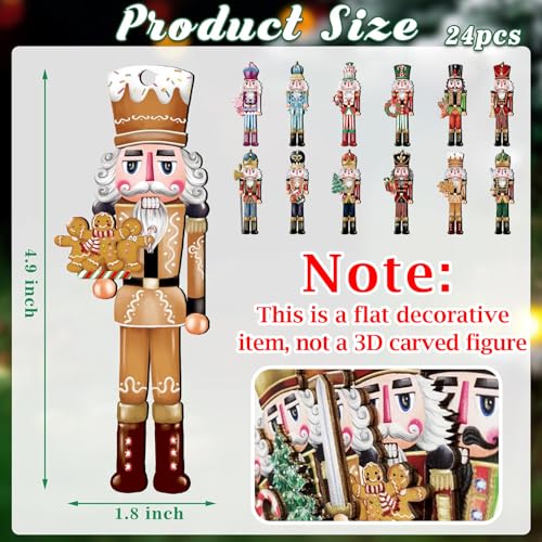 24-Piece Christmas Nutcracker Wooden Ornaments Set for Holiday Tree Decor