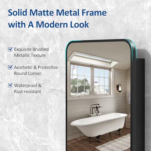 16x24 Inch Metal Framed Medicine Cabinet with Mirror, Recessed or Wall Mount