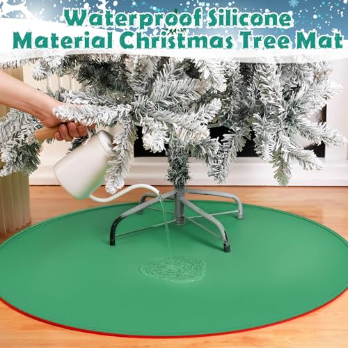 30-Inch Silicone Christmas Tree Mat - Reversible Waterproof Floor Protector