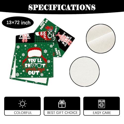 Yarcooly 13 x 72 Inch Christmas Table Runner Linen Set for Holiday Decor