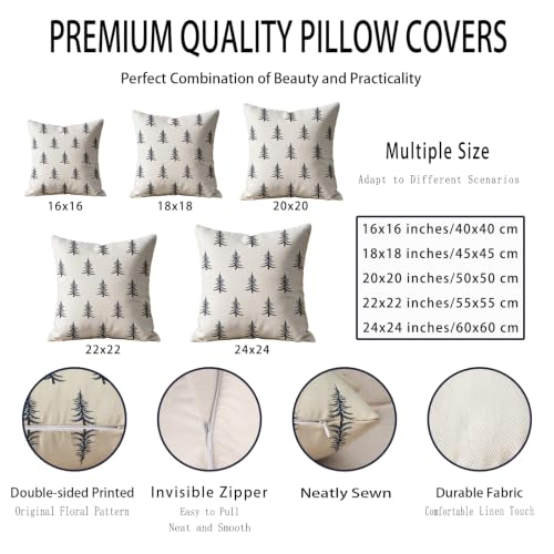 Sivirary 18x18 Blue Cream Christmas Pillow Covers Set of 2 with Tree Print
