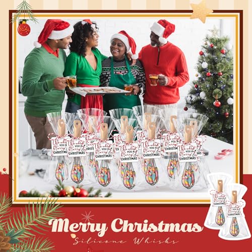 Baderke Christmas Gift Set with 20 Black Silicone & Wood Egg Whisks & Accessories