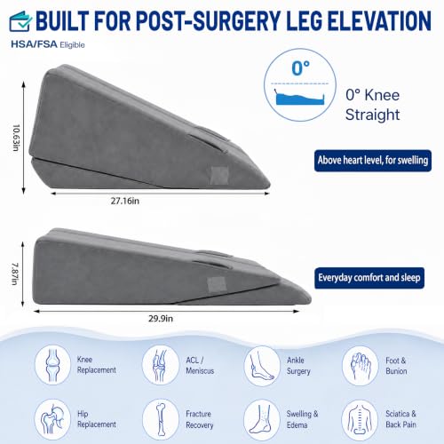 Leg Elevation Pillow Wedge for Post Surgery Recovery - Adjustable Height