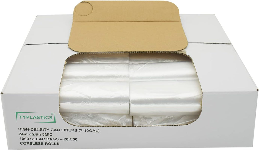 TYPLASTICS Trash Can Liner - 1000 Count Perforated Garbage Bags for 7-10 Gallon Bins | Ideal for Home & Office