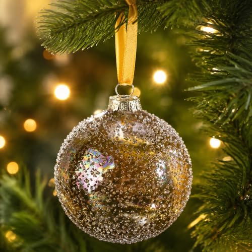 12 Pack Brown Gold Glass Christmas Ornaments 3 Inch Holiday Decor