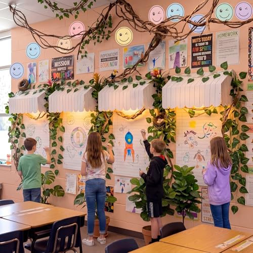 20-Piece Classroom Bulletin Board Awning Decor Kit with LED Lights