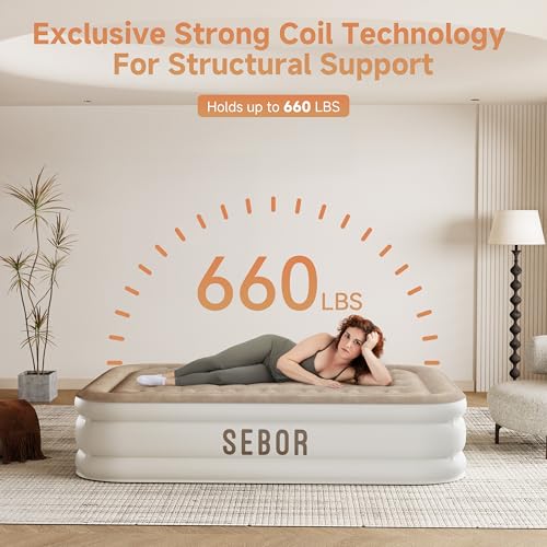 Full Air Mattress with Built-in Pump - 18" Raised Self-Inflating Bed with Bag