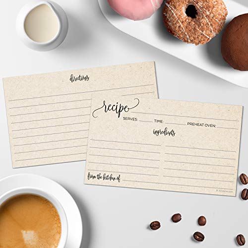 321Done Blank Recipe Cards 3x5 in Tan – 50pk, X-Small (3"x5"), Modern Script