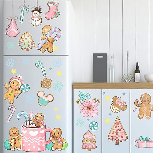 Christmas Gingerbread Window Clings - 148 Pieces Holiday Decor Set - Merry Christmas
