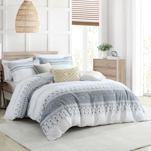 Boho Cotton Queen Duvet Cover 90"x90" - 3 Piece Bedding Set