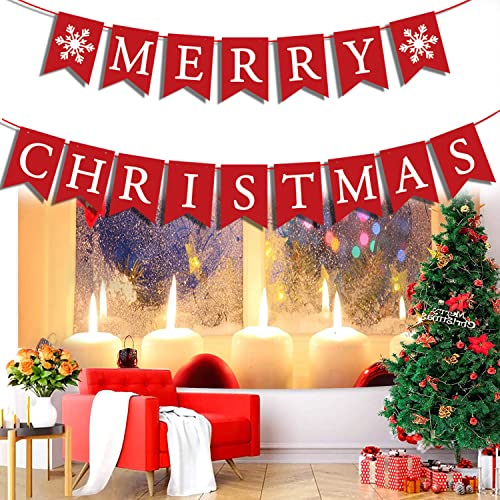 Merry Christmas Banner for Fireplace Mantel – Indoor Wall Decor, Reusable Letters