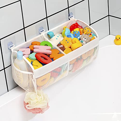 Austion Mesh Bath Toy Organizer - 2 Compartment Quick Drying Storage Bag
