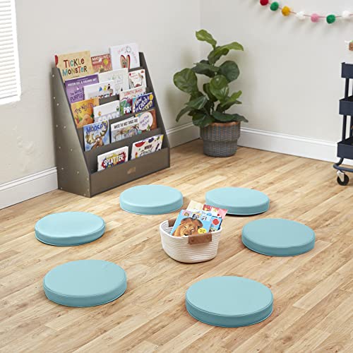ECR4Kids SoftZone Floor Cushions, Round, Flexible Seating, Seafoam, 6-Piece