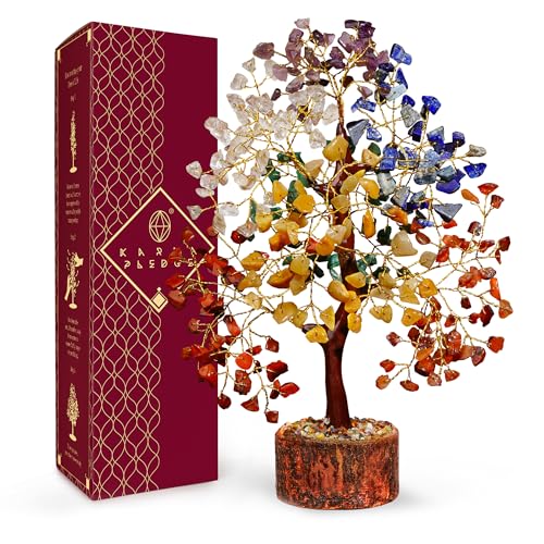 Handmade 7 Chakra Crystal Tree of Life - Healing Gemstone Desk Decor