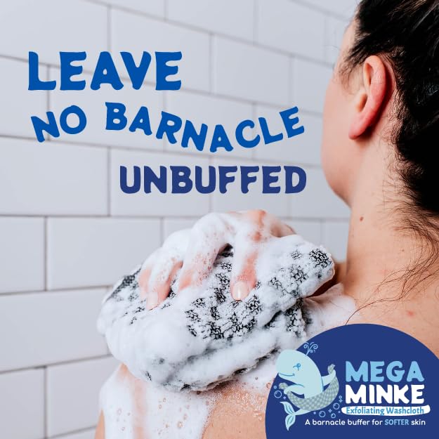 JJ KENT Mega Minke Exfoliating Body Scrubber Washcloth for Shower, Large Gray
