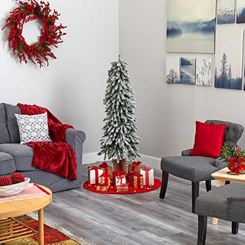 Nearly Natural 5ft Pre-Lit Flocked Alpine Artificial Christmas Tree