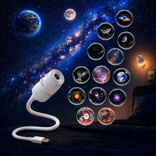 2-in-1 Galaxy Star Projector Night Light with 13 Projection Films