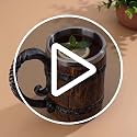 Vintage Wooden Barrel Beer Mug with Stainless Steel Liner - 18 oz Tankard