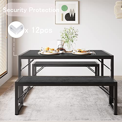 45.5-Inch Dining Table Set for 4 with 2 Benches, Space-Saving Kitchen Table