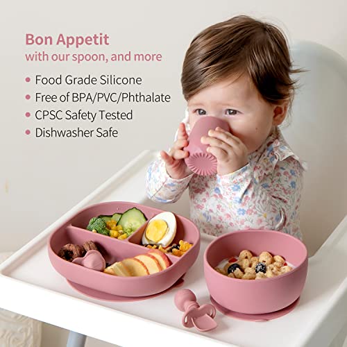 Silicone Baby Spoons Self Feeding 3 Pack with Choking Stopper